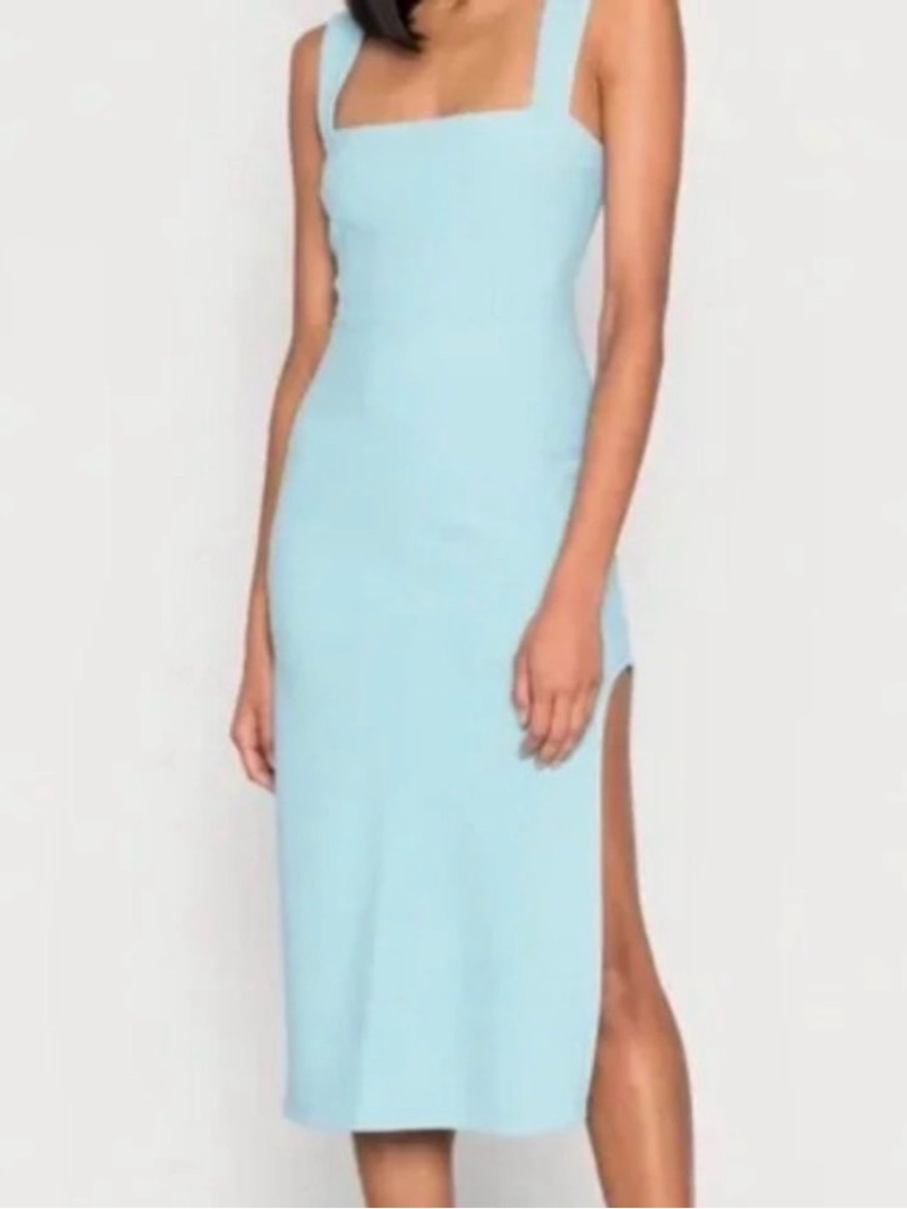 Abercrombie Wide Strap Sheath Midi Slit Dress in Powder Blue Small